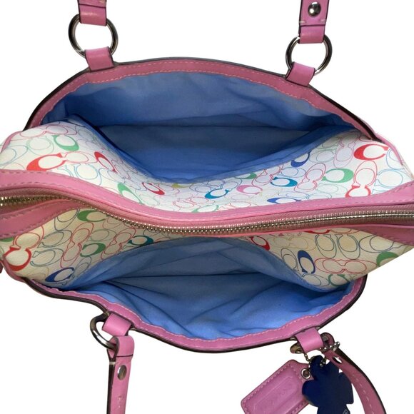 Coach Signature Tote with Pink and Multicolor Design - Picture 12 of 15